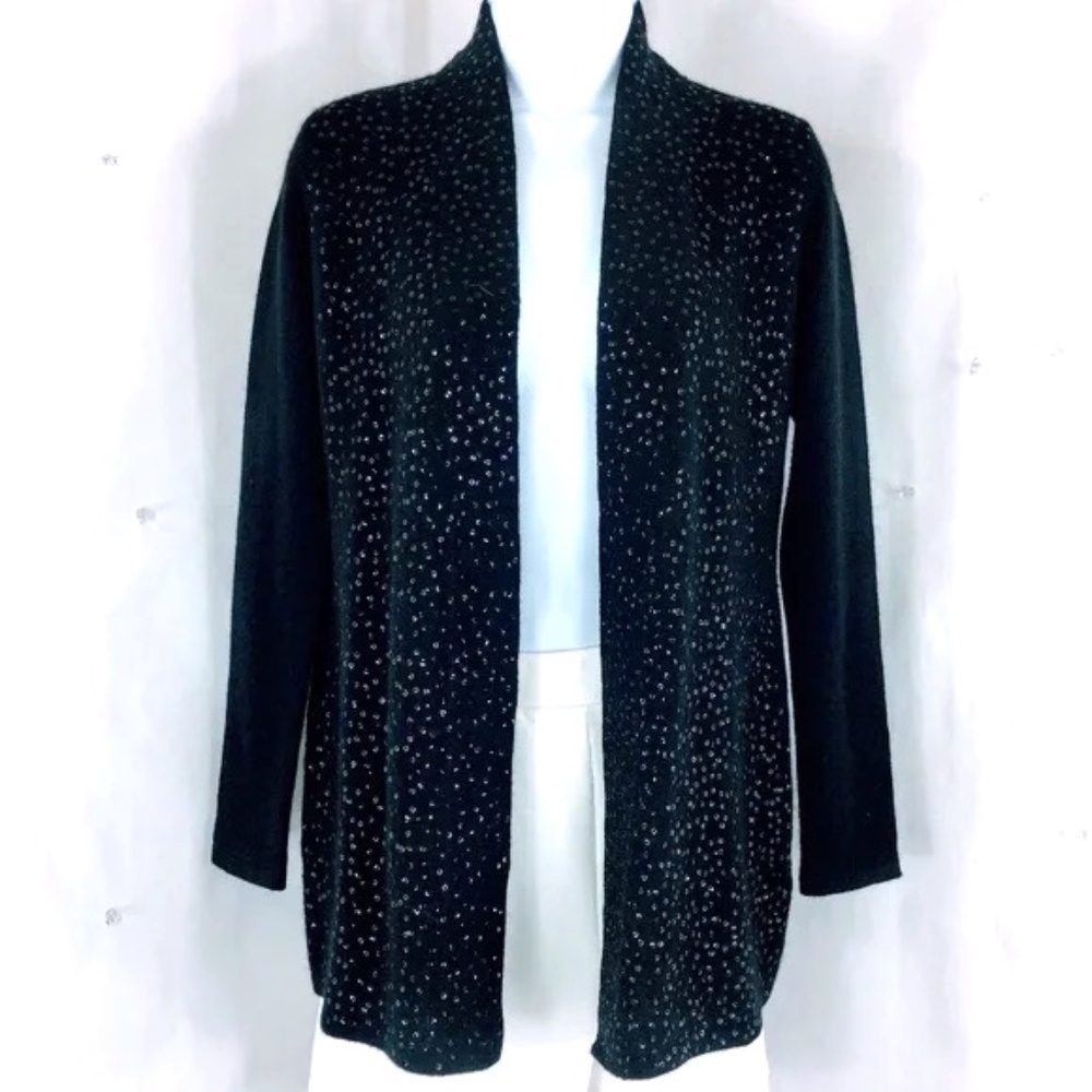 Charter Club Womens Sweater 100% Cashmere Sequined Open Front Cardigan Size PS